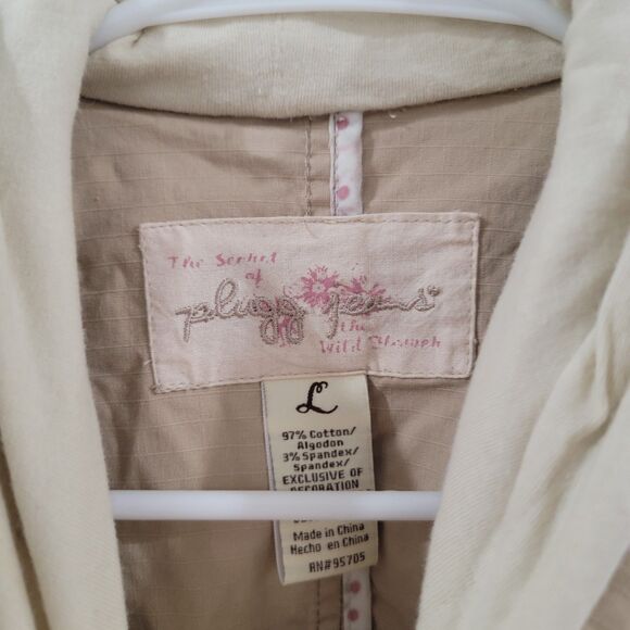 Vintage Y2K Plugg Womens Jacket Size Large Vest Khaki Hooded Buckle Hip Hop - Picture 4 of 6